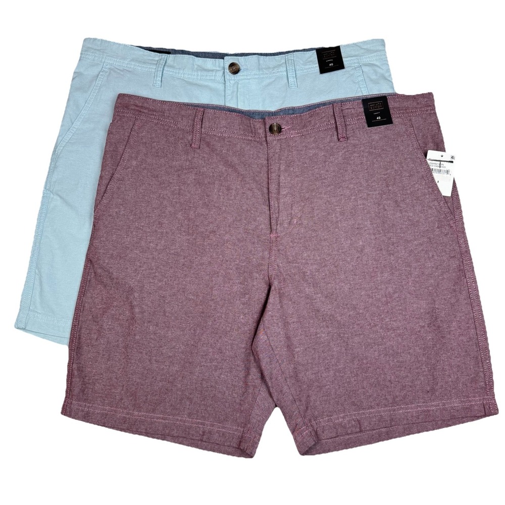 NEW Nordstrom 14th Union Shorts Lot‎ of 2 Mens 40 Red Blue Slim Fit Cotton Chino